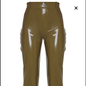 Olive khaki vinyl pants